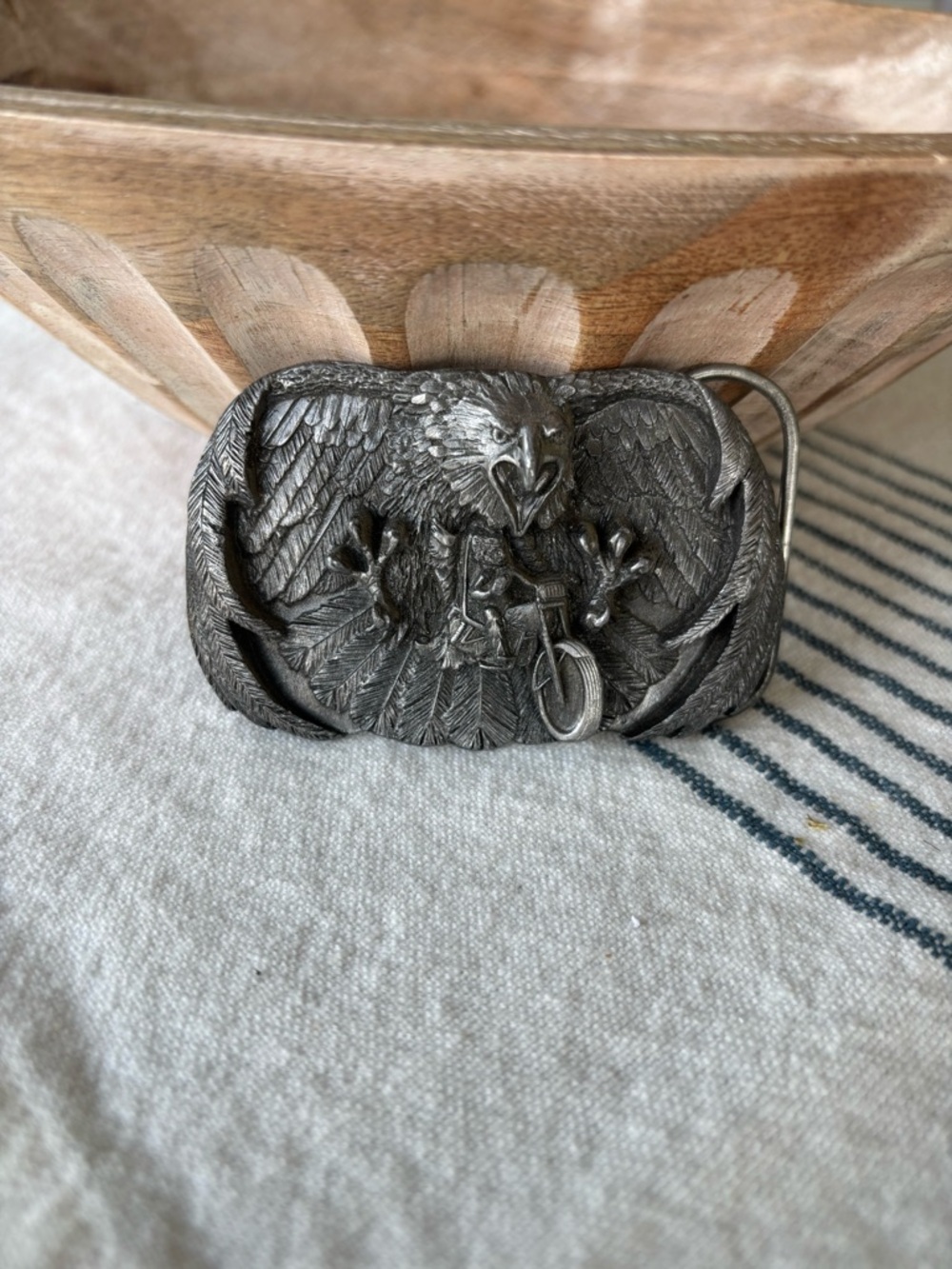 🔥🏍️ Vintage Arroyo Grande Eagle and Motorcycle Metal Belt Buckle